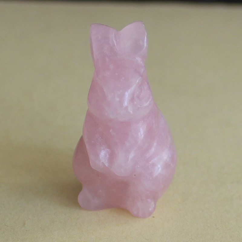 Carved gemstone crystal rabbit bunny figurine animal carving home decor 1.5''
