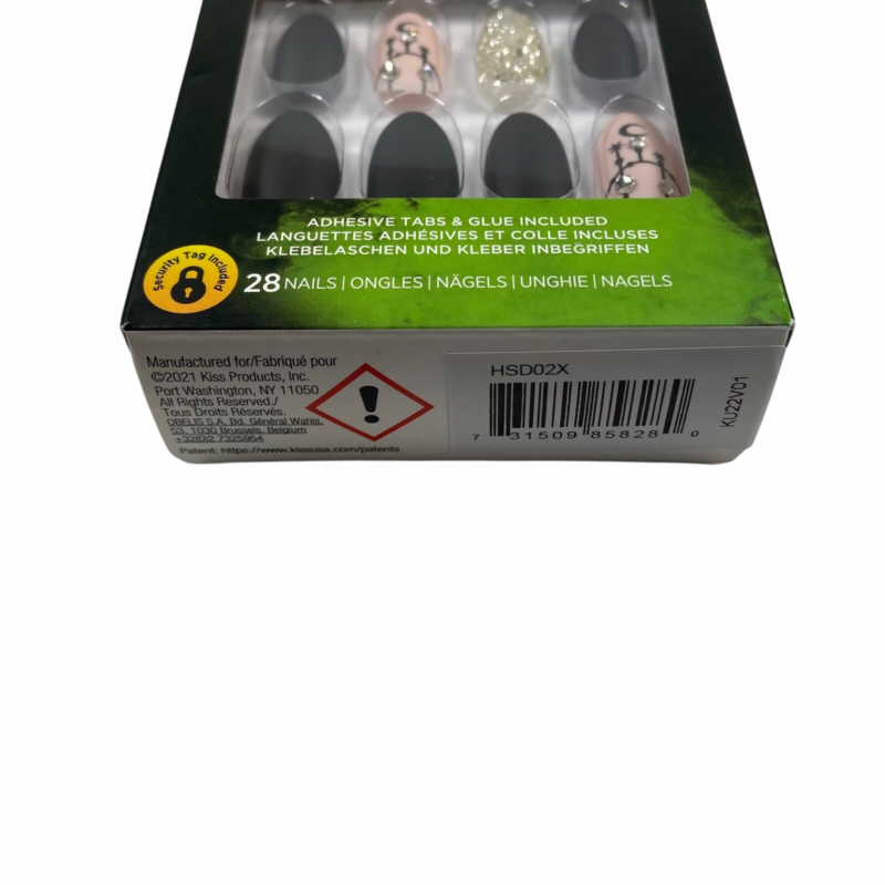 NEW Kiss Nails Halloween Glue Press Manicure Medium Almond Black Dream Catcher