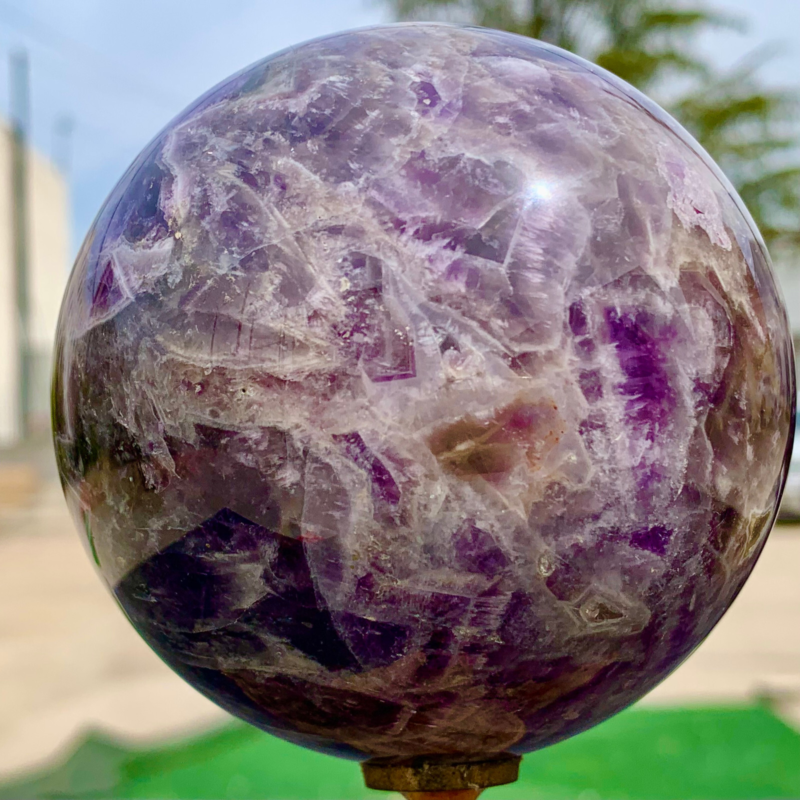 1.76LB Natural beautiful Dream Amethyst Quartz Crystal Sphere Ball Healing
