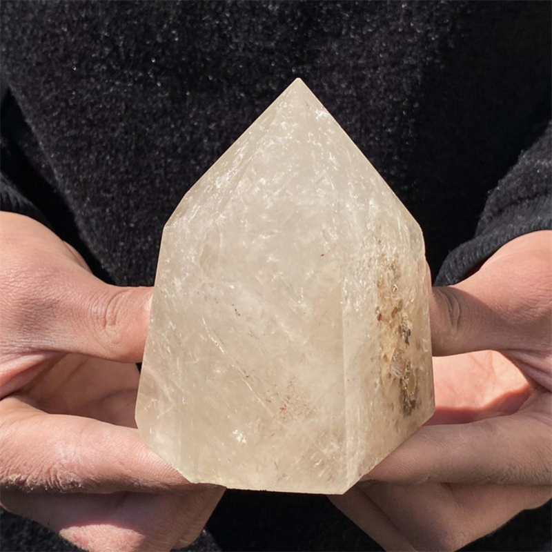650gNatural White Quartz Obelisk Crystal Wand Point Healing Mineral Stone