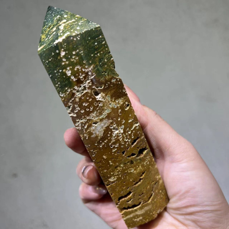 Natuar Ocean Jasper Crystal Obelisk Point Wand Stone Quartz Healing