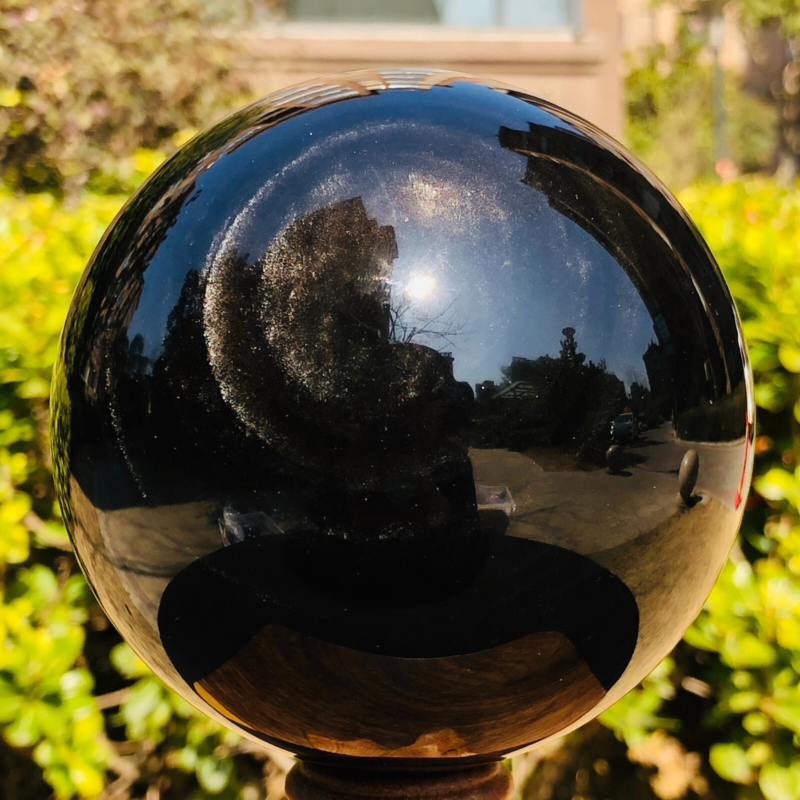 2.94LB Natural Silver Black Obsidian Sphere Quartz Crystal Ball Healing