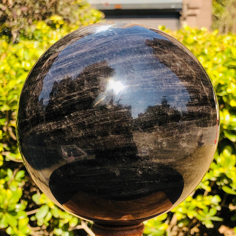 5.39LB TOP Natural Silver Obsidian Sphere Crystal quartz Ball Healing 788
