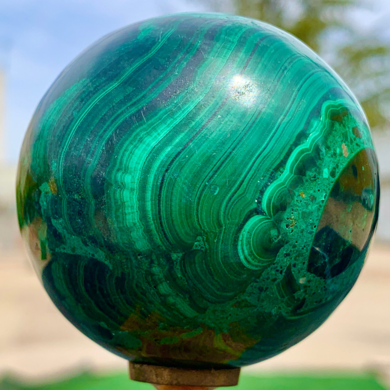360G Natural malachite egg quartzcrystal energy ball reiki healing