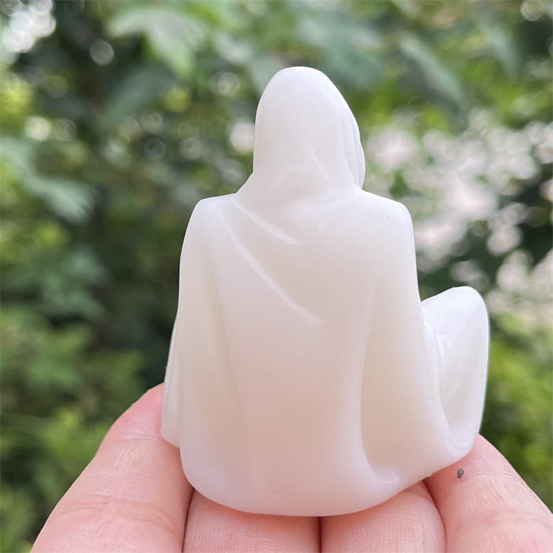 1pc Natural white jade skull hand carved Quartz Crystal skull Healing 2"