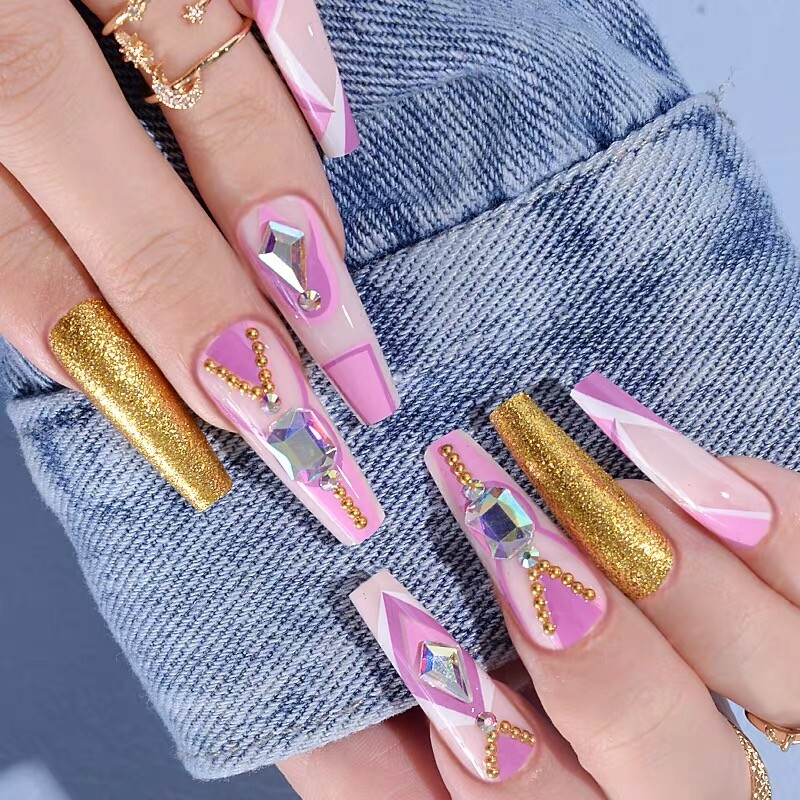 Handmade Press on nails coffin/square/almond long length summer theme
