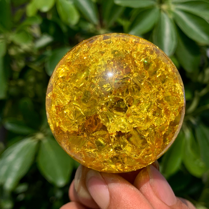 165G Natural Titanium Rainbow Quartz sphere Crystal ball Healing
