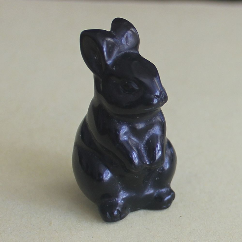 Carved gemstone crystal rabbit bunny figurine animal carving home decor 1.5''