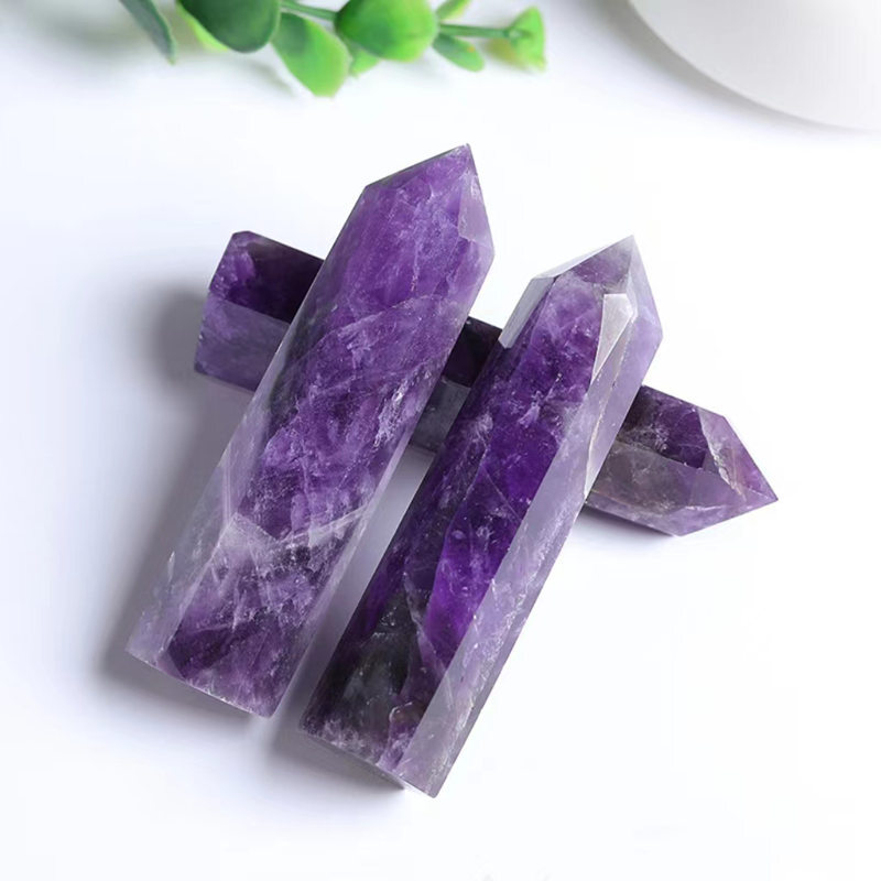 Natural Crystal Point Wand Tower Column Chakra Obelisk Quartz Healing Stone Rock