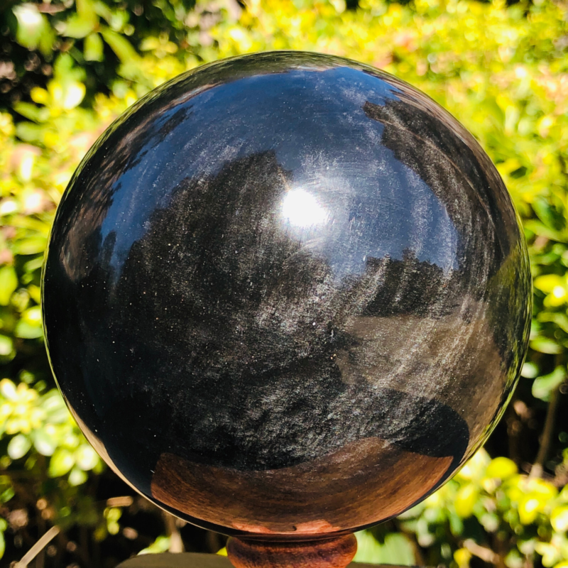 3.05LB TOP Natural Silver Obsidian Sphere Crystal quartz Ball Healing 798