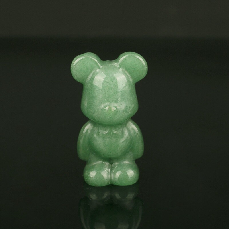 Natural Quartz Crystal Gloomy Little Bear Healing Gemstone Skull Carved Animal