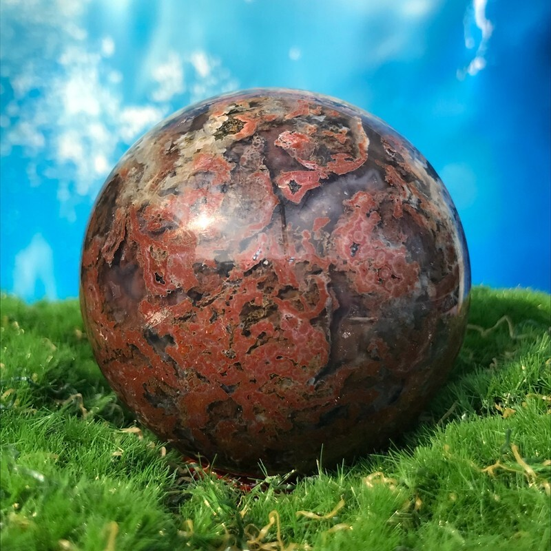 220GRare Natural Ocean Jasper Quartz Ball Crystal Ball Sample Repair