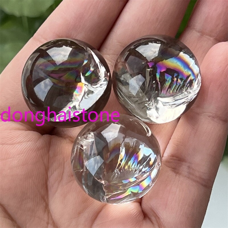 Top 1pc Natural clear Quartz sphere Rainbow Crystal Ball Mineral healing 20mm+