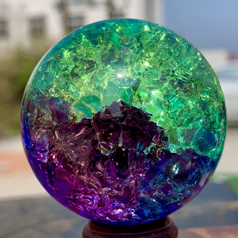 163G Natural Titanium Rainbow Quartz sphere Crystal ball Healing