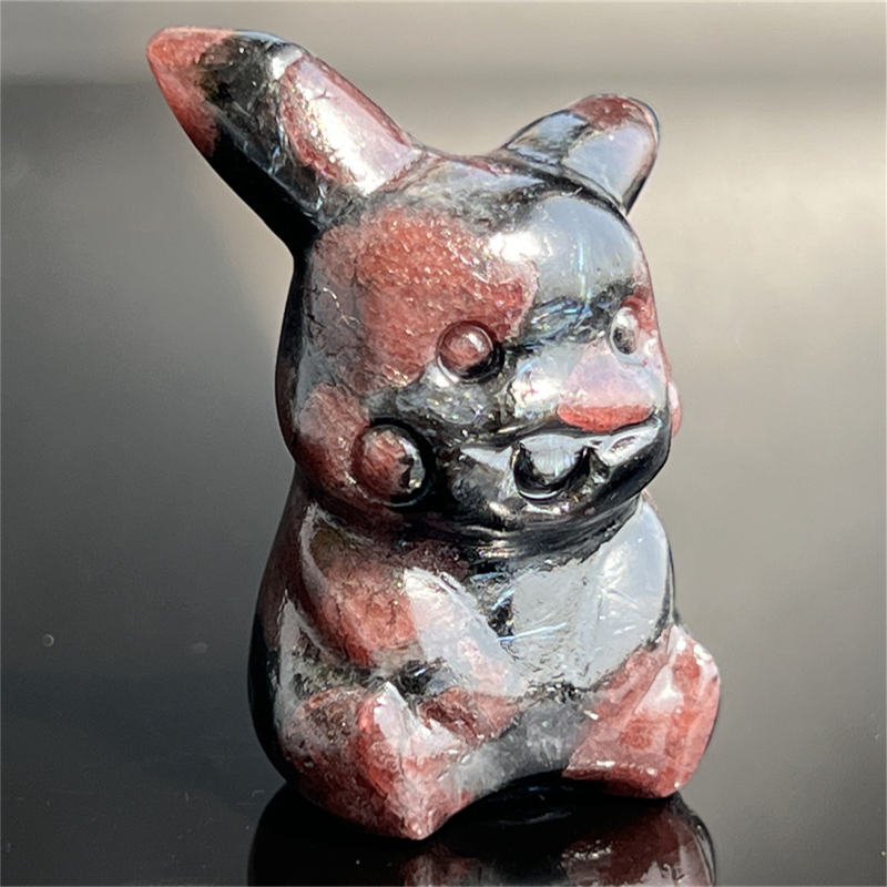 1.5" Natural quartz carved Pikachu skull Quartz crystal skull reiki healing