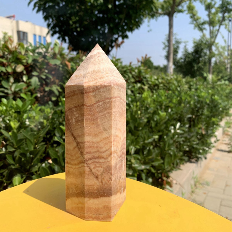 906g Natural Pork Stone Quartz Obelisk Crystal Wand Point Tower Reiki Healing