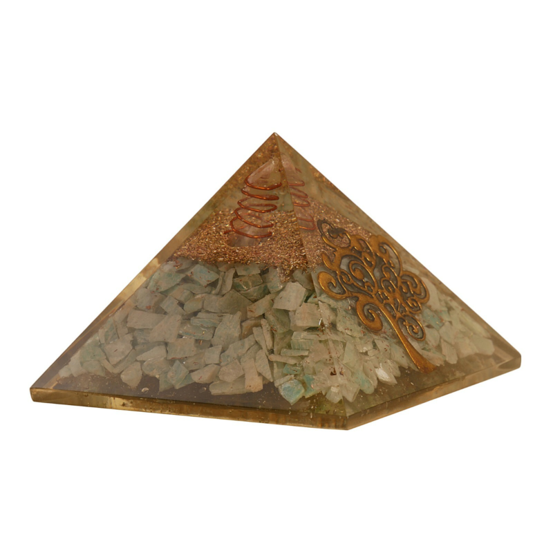 Amazonite Orgone Pyramid With Tree Life Symbol Emf Protection Free Shipping