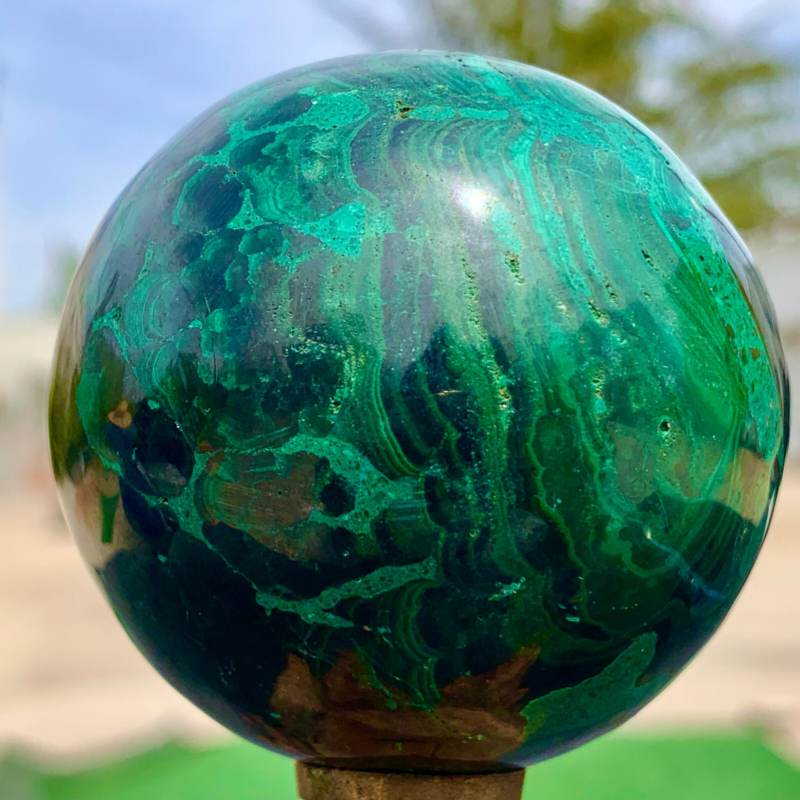 360G Natural malachite egg quartzcrystal energy ball reiki healing