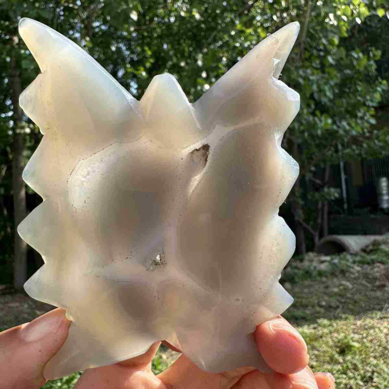 150g natural agate hand carved butterfly skull quartz crystal cluster reiki