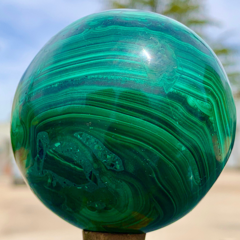 1.15LB Natural malachite egg quartzcrystal energy ball reiki healing