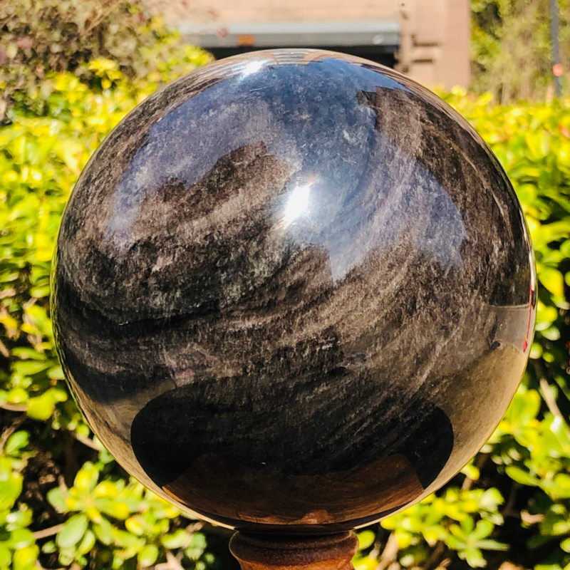 5.39LB TOP Natural Silver Obsidian Sphere Crystal quartz Ball Healing 788