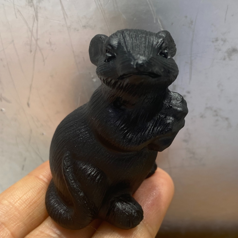 TOP Natural obsidian quartz animal hand carved crystal healing 1PC