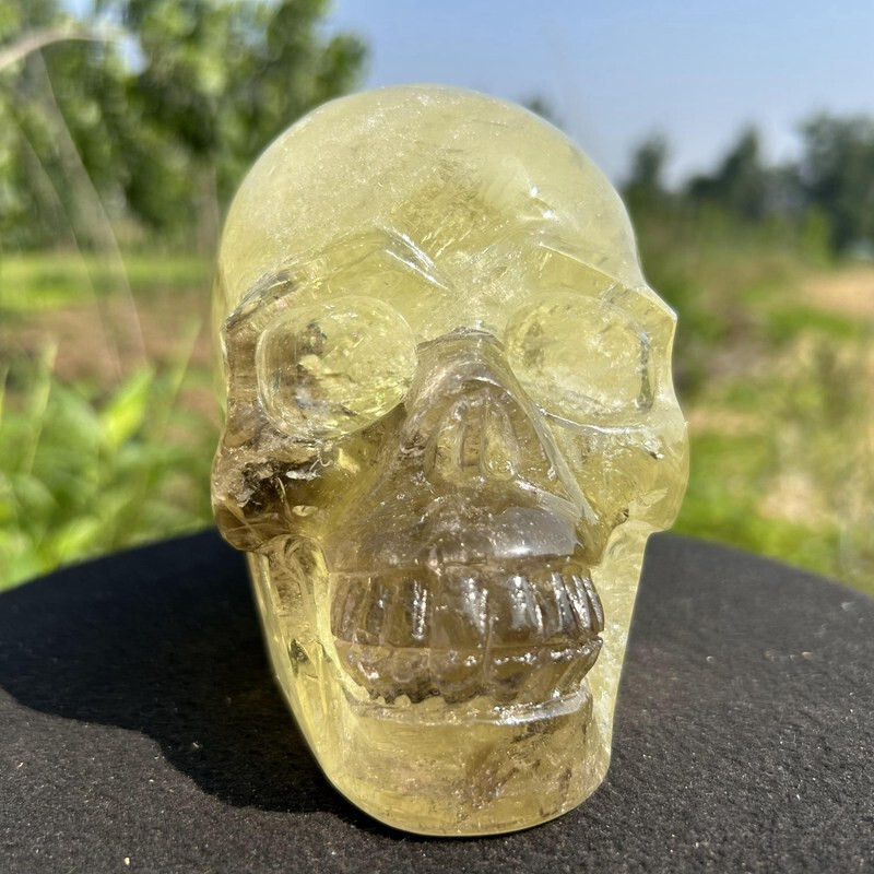 4.2LB Natural smoky citrine Skull Hand Quartz Crystal Skull Reiki Healing