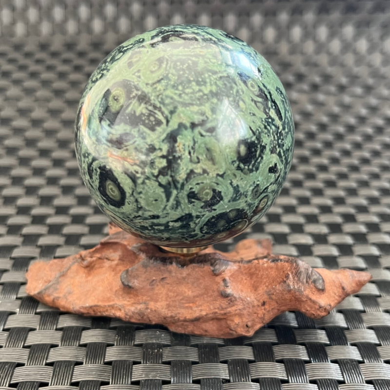 238G Natural Peacock's eye Crystal Polishing Stone ball Healing+Stand