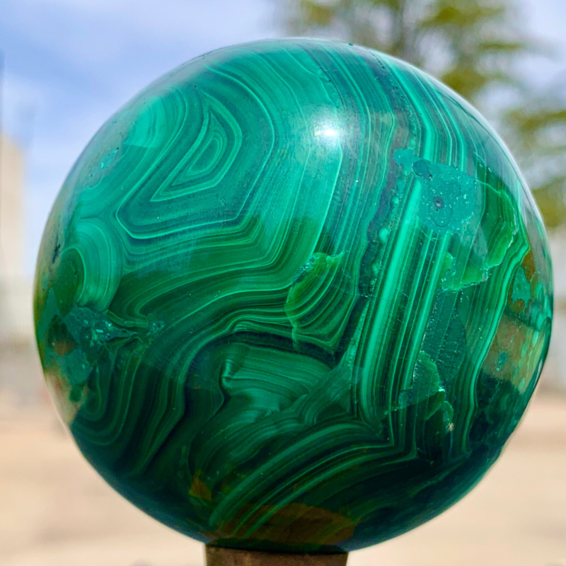 1.15LB Natural malachite egg quartzcrystal energy ball reiki healing