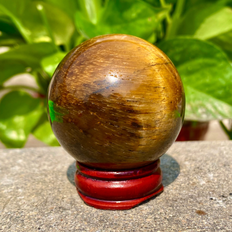 124G Large Natural Tiger Eye Stone Crystal Ball Quartz Healing Sphere Décor