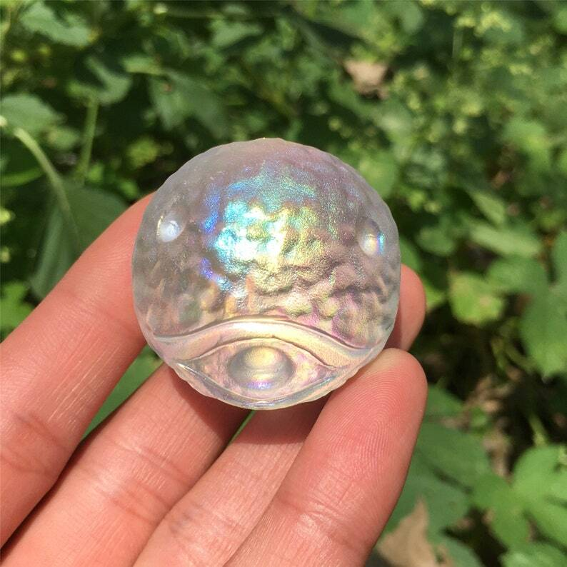1PC Titanium Rainbow Melting stone ball Quartz Mysterious Eyeball Reiki Heal
