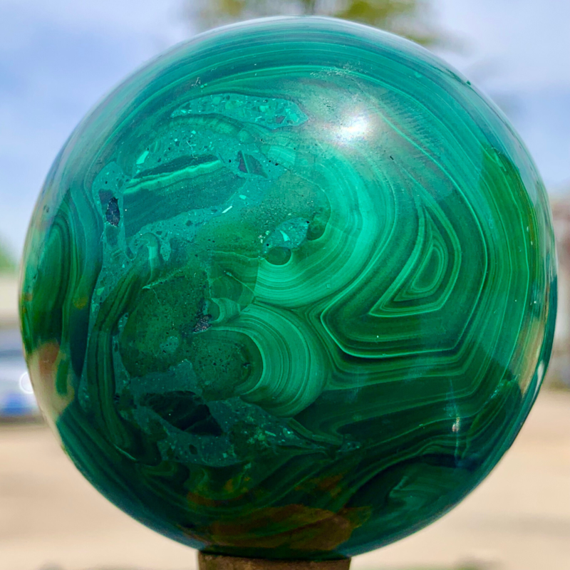 1.15LB Natural malachite egg quartzcrystal energy ball reiki healing