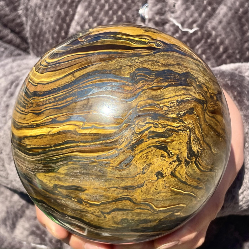 7.27LB Natural Tiger's Eye Ball Quartz Crystal Sphere Gem Healing Décor