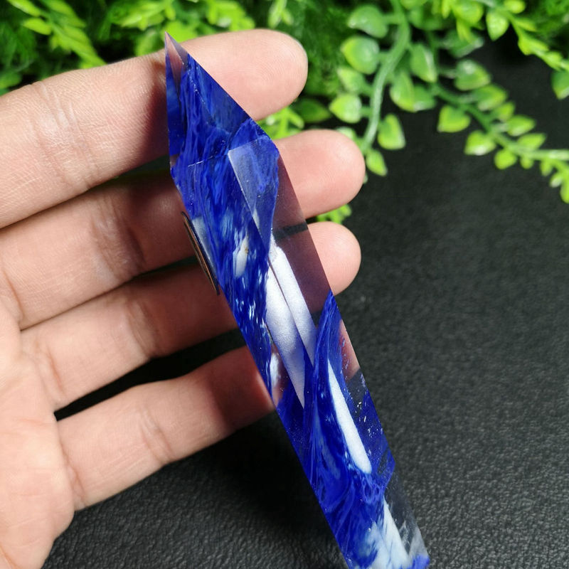 Natural Blue Melting Stone Smoking Pipe Quartz Crystal Wand Point Reiki Obelisk