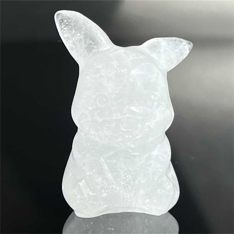 1.5" Natural quartz carved Pikachu skull Quartz crystal skull reiki healing