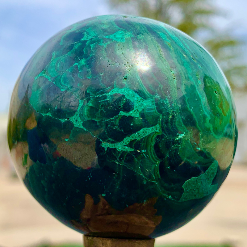 360G Natural malachite egg quartzcrystal energy ball reiki healing