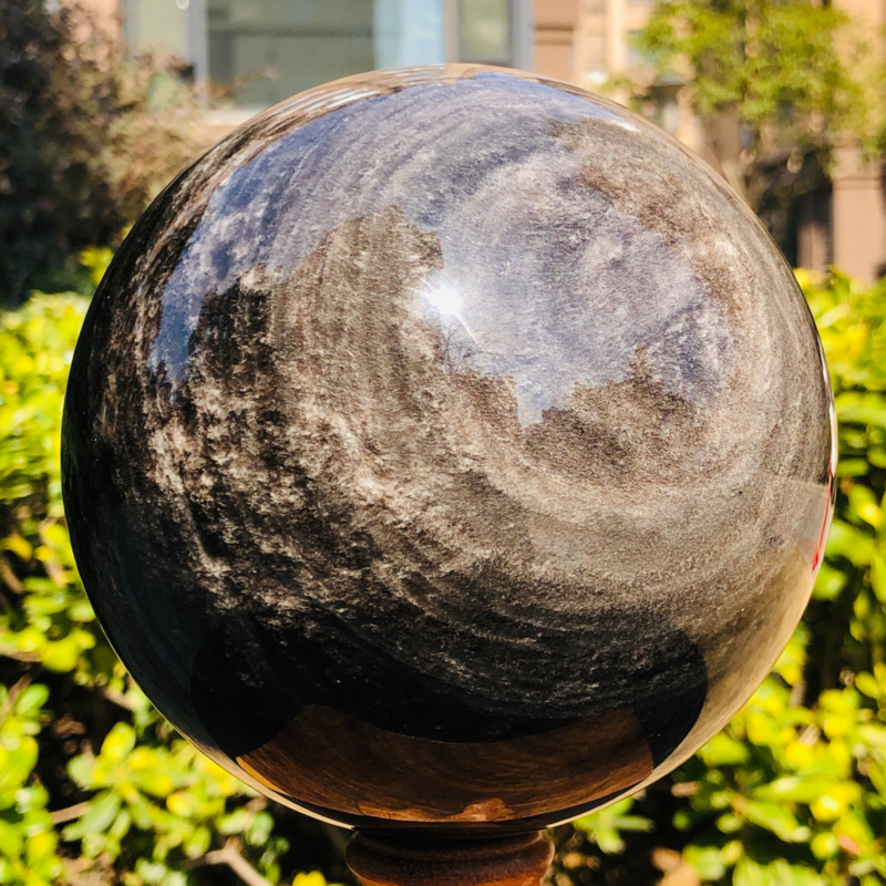 5.12LB Natural Silver Obsidian Sphere Crystal quartz Ball Healing