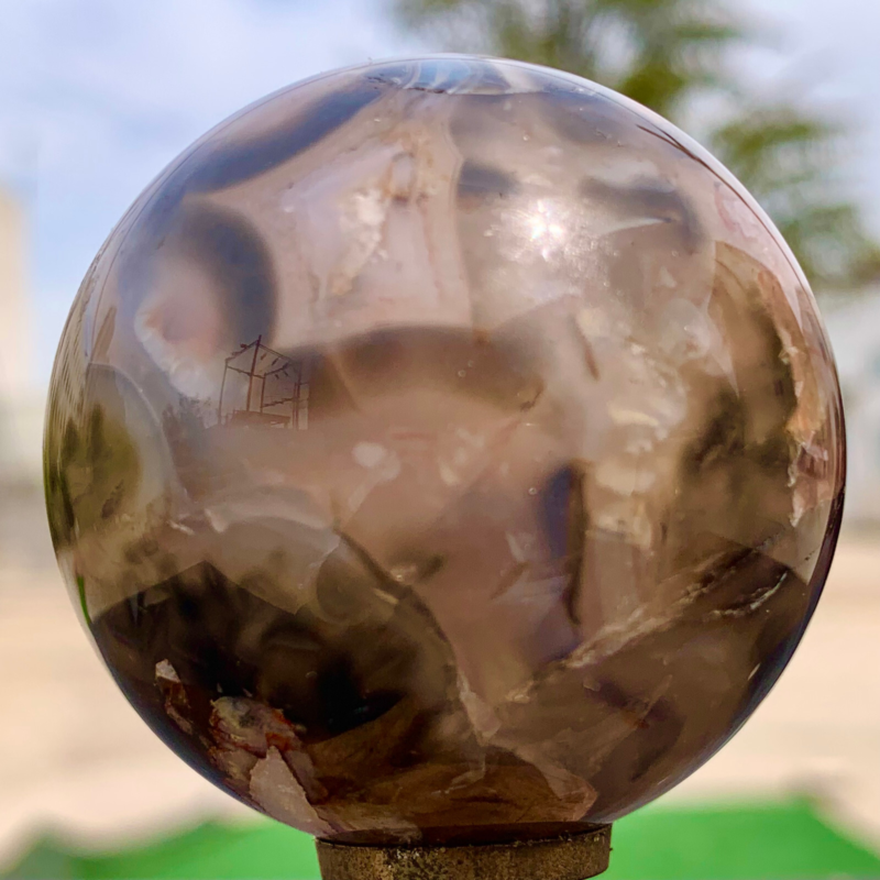 146G Natural Sakura Agate Quartz Sphere healing ball Specimen
