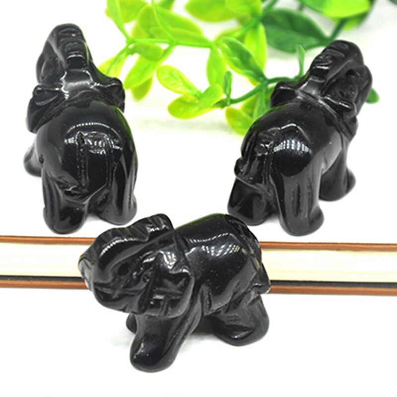 Natural Quartz Baby Elephant Stone Crystal Healing Carved Gemstone Animal Decor