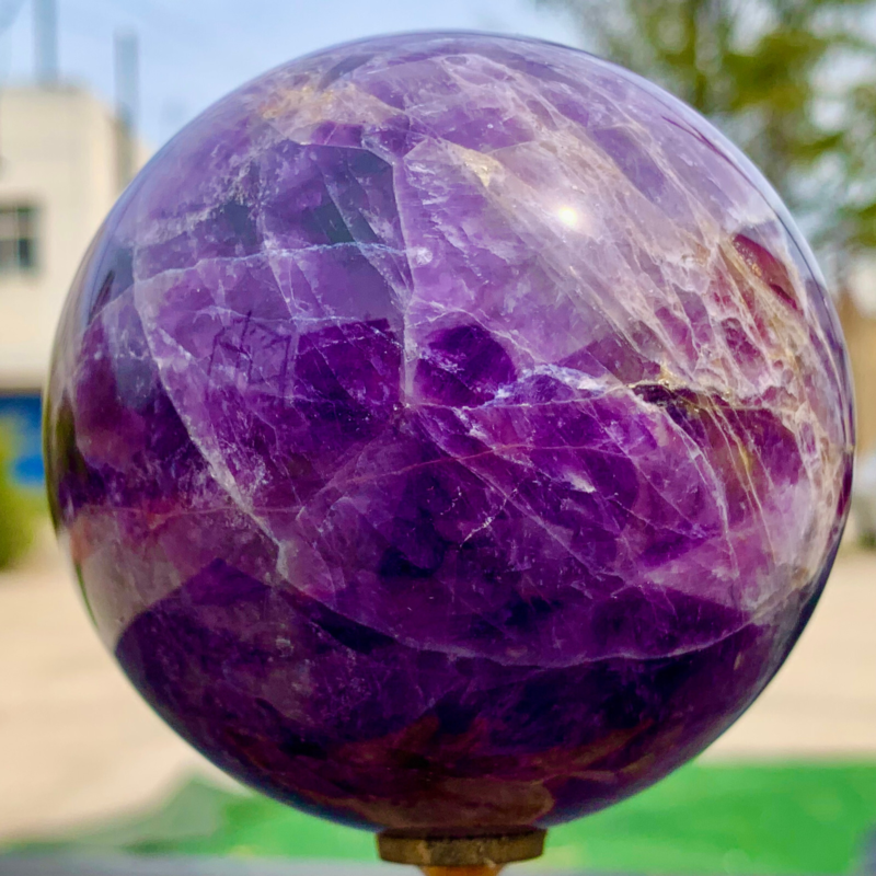 1.8LB Natural beautiful Dream Amethyst Quartz Crystal Sphere Ball Healing