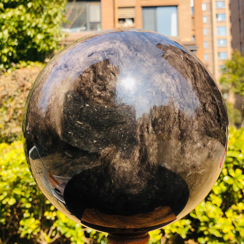 11.35LB Natural Silver Obsidian Quartz Crystal Ball Sphere Healing HH302