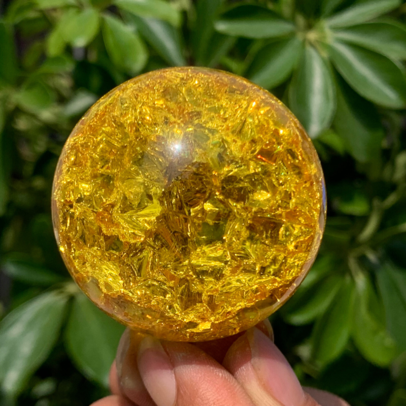 165G Natural Titanium Rainbow Quartz sphere Crystal ball Healing