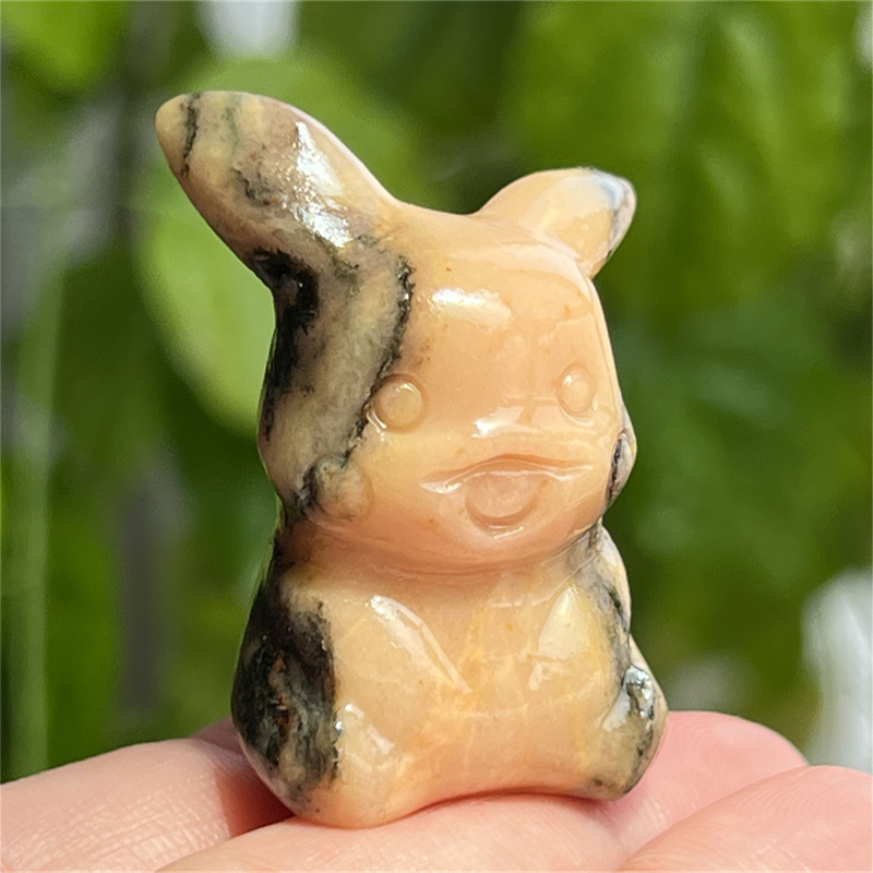 1.5" Natural quartz carved Pikachu skull Quartz crystal skull reiki healing