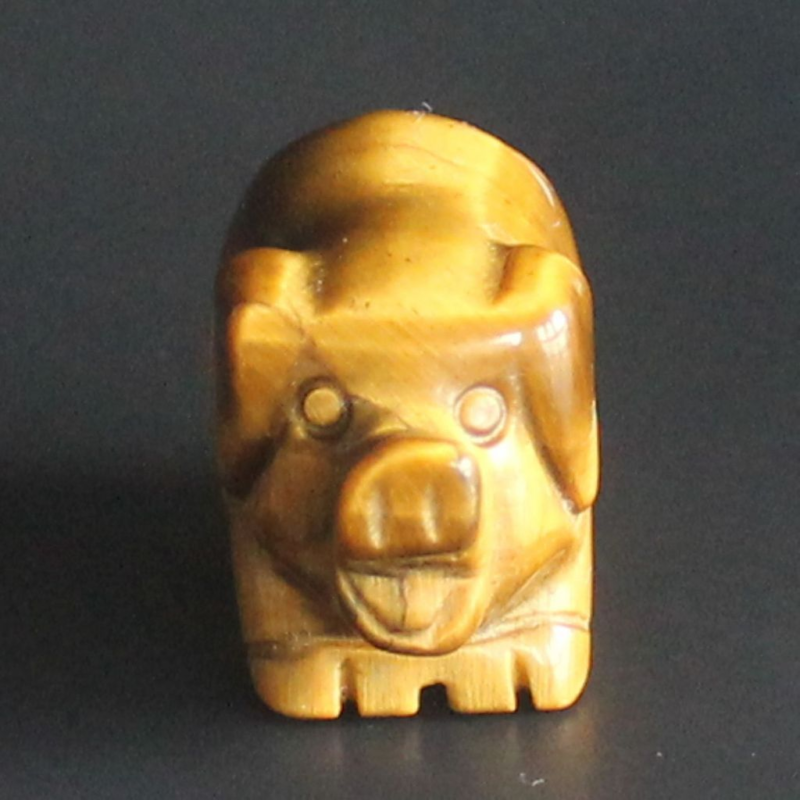 2pcs Mini carved gemstome crystal pig figurine animal carving pockets stone 30mm