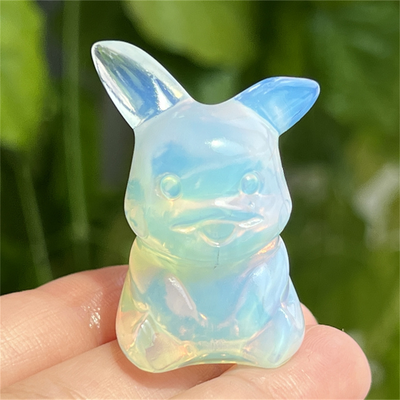 1.5" Natural quartz carved Pikachu skull Quartz crystal skull reiki healing