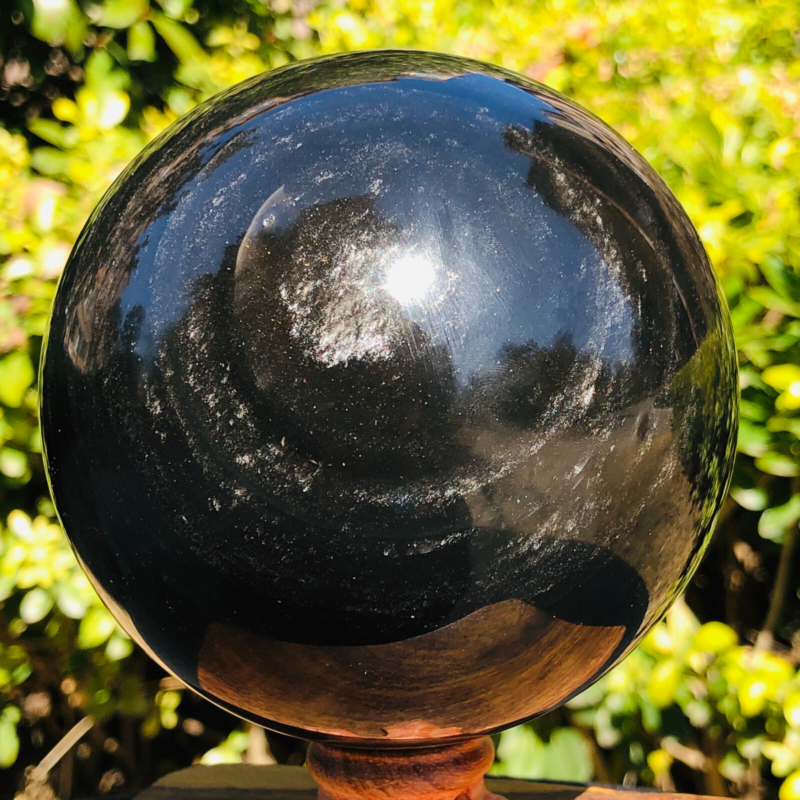3.05LB TOP Natural Silver Obsidian Sphere Crystal quartz Ball Healing 798