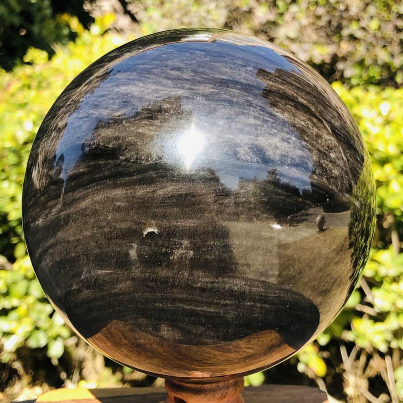 2280G HUGE Natural Silver Obsidian Sphere Crystal quartz Ball Healing 778
