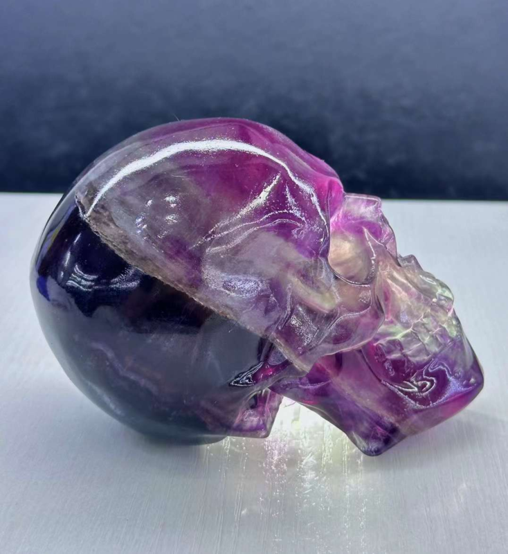 Natural Large colored fluorite skull quartz crystal Random 1PC