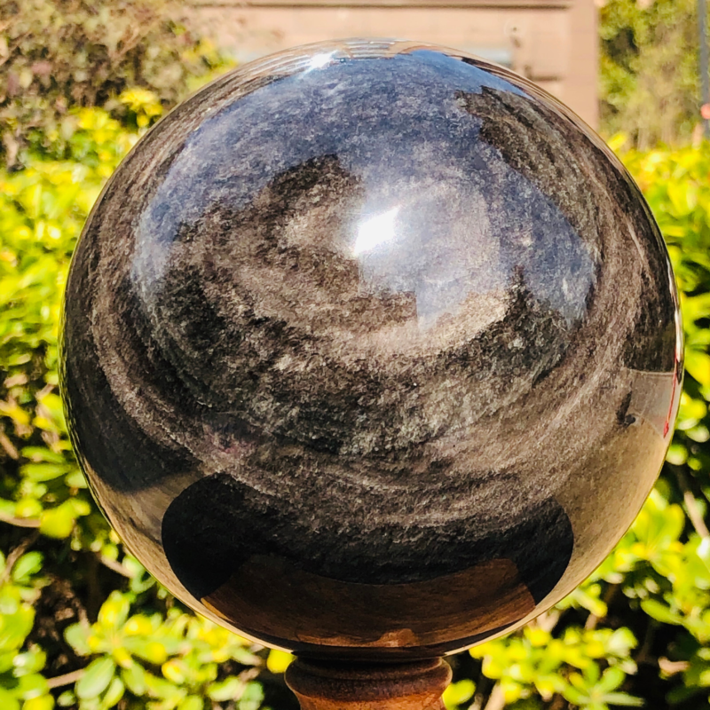 5.39LB TOP Natural Silver Obsidian Sphere Crystal quartz Ball Healing 788