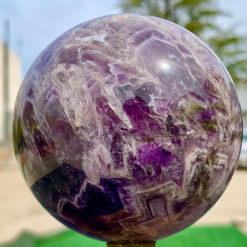 1.76LB Natural beautiful Dream Amethyst Quartz Crystal Sphere Ball Healing